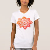 Vrouwen Rood en Sinaasappel medaillon T-Shirt (Voorkant)