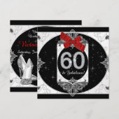 Vrouwen rood en zwart 60ste verjaardagsfeest kaart (Voorkant / Achterkant)
