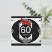 Vrouwen rood en zwart 60ste verjaardagsfeest kaart (Staand voorkant)