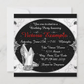 Vrouwen rood en zwart 70ste verjaardagsfeest kaart (Achterkant)