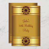 Vrouwen rood goud verjaardagsfeest kaart (Voorkant / Achterkant)