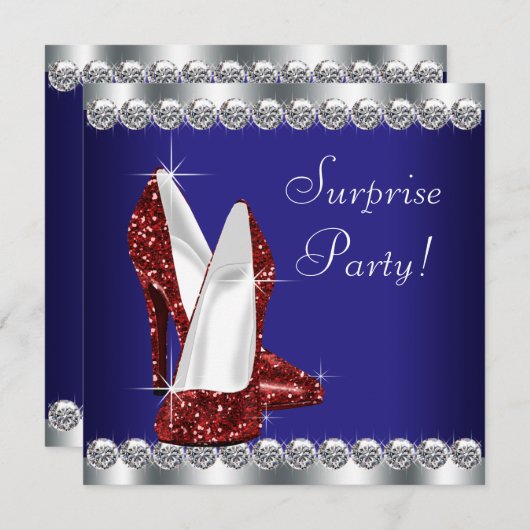 Vrouwen Rood Wit en Blauw Verjaardagsfeest Kaart (Voorkant / Achterkant)