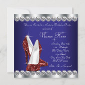 Vrouwen Rood Wit en Blauw Verjaardagsfeest Kaart (Achterkant)