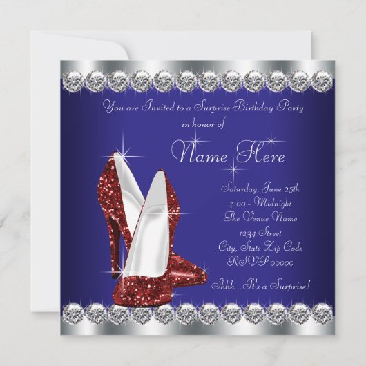 Vrouwen Rood Wit en Blauw Verjaardagsfeest Kaart (Achterkant)