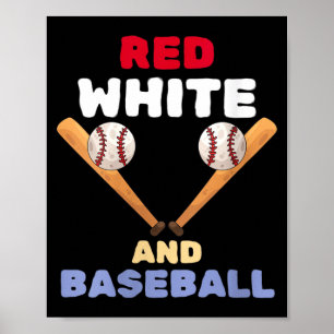 Vrouwen rood wit en honkbal patriottische knuppel poster