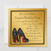 Vrouwen Rood Zwart Goud Verrassing 60e Verjaardags Kaart (Achterkant)