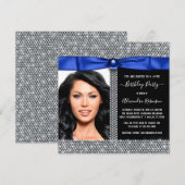 Vrouwen Royal Blue Diamond Foto Verjaardagsfeest Kaart (Voorkant / Achterkant)