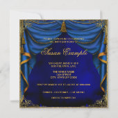 Vrouwen Royal Blue Gold Art Deco Verjaardagsfeest Kaart (Achterkant)