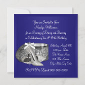 Vrouwen Royal Blue Zilveren Verjaardag Uitnodiging (Achterkant)