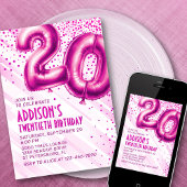 Vrouwen Roze 20ste verjaardag Uitnodiging