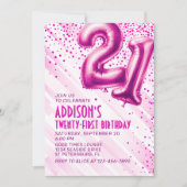 Vrouwen Roze 21ste verjaardag Uitnodiging (Voorkant)