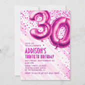 Vrouwen Roze 30ste verjaardag Uitnodiging (Voorkant)