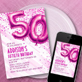 Vrouwen Roze 50ste verjaardag uitnodiging