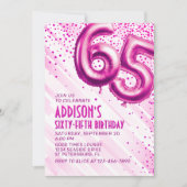 Vrouwen Roze 65ste verjaardag Uitnodiging (Voorkant)