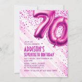 Vrouwen Roze 70ste verjaardag Uitnodiging (Voorkant)