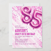 Vrouwen Roze 85ste verjaardag Uitnodiging (Voorkant)