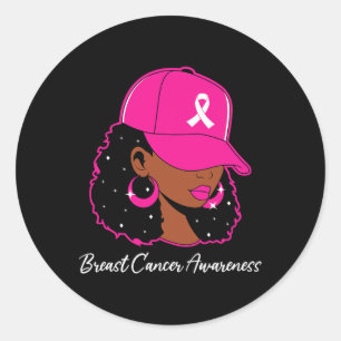 Vrouwen Roze Borstkanker Bewustzijn Krijger Vrouwe Ronde Sticker