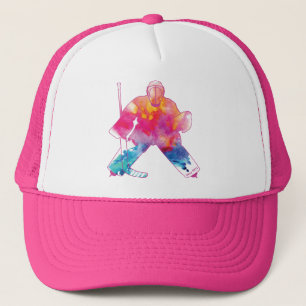 Vrouwen roze brengen het Hockey Goalie Waterverf P Trucker Pet