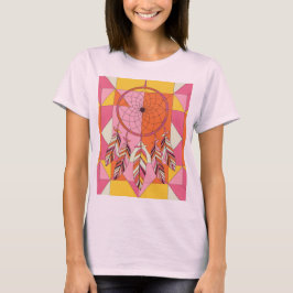 Vrouwen Roze Dreamcatcher Geometrische Vormen T-sh T-shirt