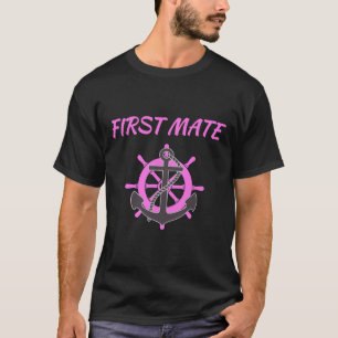 Vrouwen Roze Eerste Mate Boat Anker Nautisch T-shirt