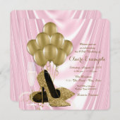 Vrouwen Roze en Goud Verjaardagsfeest Satijn Kaart (Voorkant / Achterkant)