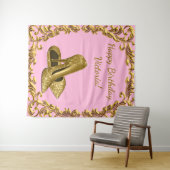 Vrouwen Roze Goud Hoge Hak Verjaardag L Achtergron Wandkleed (In Situ (horizontaal))