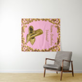 Vrouwen Roze Goud Hoge Hak Verjaardag M Achtergron Wandkleed (In Situ (horizontaal))