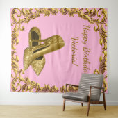 Vrouwen Roze Goud Hoge Hak Verjaardag XL Achtergro Wandkleed (In Situ (horizontaal))