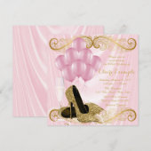 Vrouwen Roze Gouden Verjaardag Uitnodigingen (Voorkant / Achterkant)