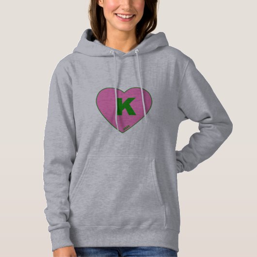 Vrouwen Roze & Groene K-Hart Hoodie (Voorkant)