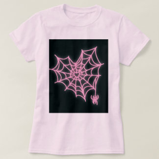 Vrouwen Roze Hart Spiderweb Halloween T-shirt