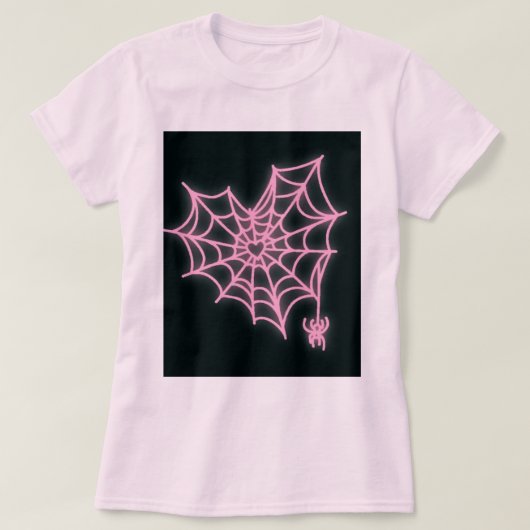 Vrouwen Roze Hart Spiderweb Halloween T-shirt (Design voorkant)