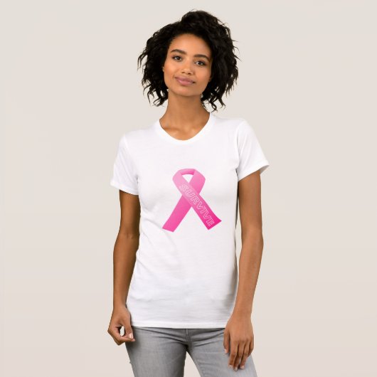 Vrouwen Roze Lint T-shirt (Voorkant volledig)
