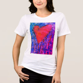 Vrouwen roze mozaïek hart Tri-Blend shirt