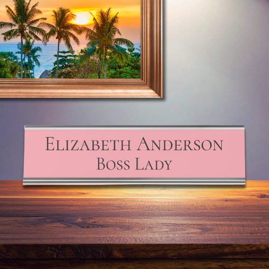 Vrouwen Roze Naam Bord Bureau Naambordje