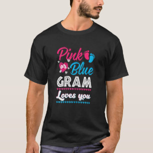 Vrouwen roze of blauwe gram houdt van je geslacht t-shirt