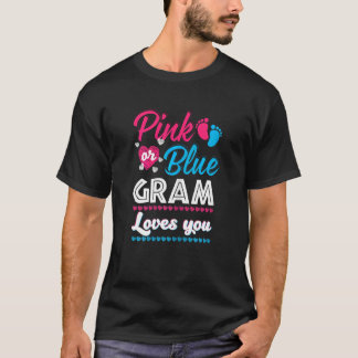 Vrouwen roze of blauwe gram houdt van je geslacht t-shirt
