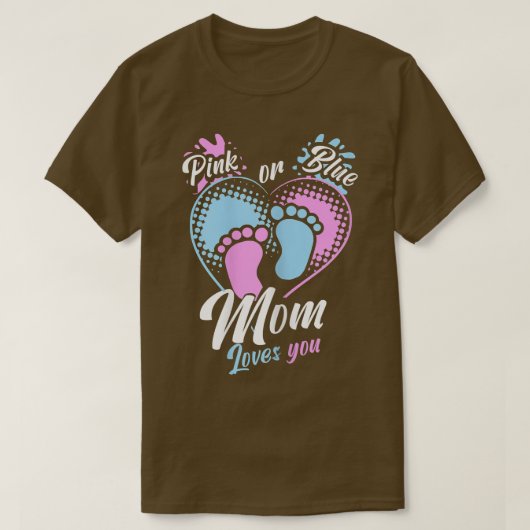 Vrouwen roze of blauwe moeder houdt van je geslach t-shirt (Design voorkant)
