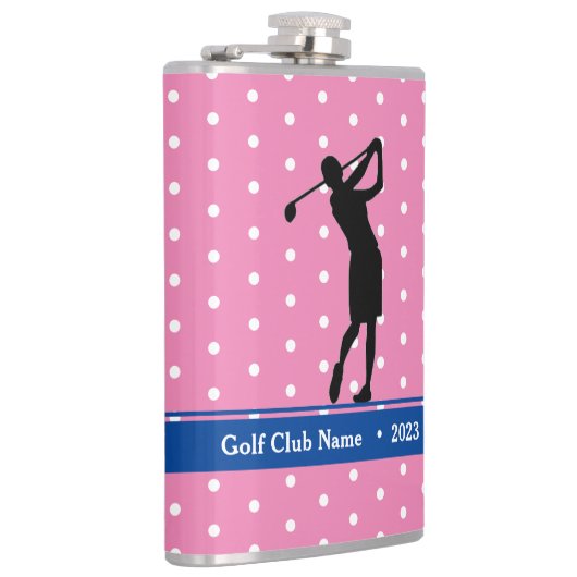 Vrouwen Roze Polkadot "Birdie Juice" fleskolf Heupfles (Rechts)