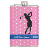 Vrouwen Roze Polkadot "Birdie Juice" fleskolf Heupfles (Voorkant)