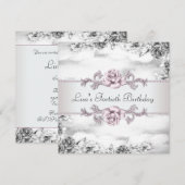 Vrouwen Roze Roos Zwart Wit 40ste Verjaardag Party Kaart (Voorkant / Achterkant)