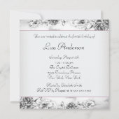 Vrouwen Roze Roos Zwart Wit 40ste Verjaardag Party Kaart (Achterkant)