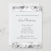 Vrouwen Roze Roos Zwart Wit 40ste Verjaardag Party Kaart (Achterkant)