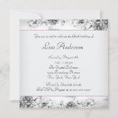 Vrouwen Roze Roos Zwart Wit 50ste Verjaardag Party Kaart (Achterkant)