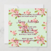 Vrouwen Roze Rose Verjaardagsfeest Kaart (Achterkant)