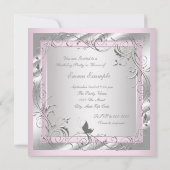 Vrouwen roze verjaardagsfeestje kaart (Achterkant)