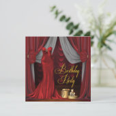 Vrouwen Ruby Red Gold Verjaardagsfeestje Kaart (Staand voorkant)