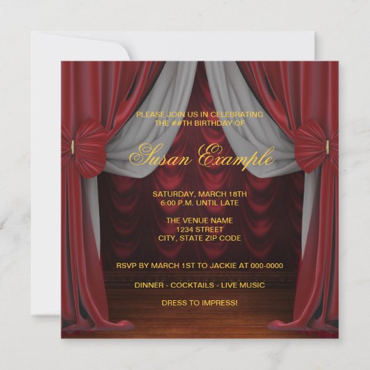 Vrouwen Ruby Red Gold Verjaardagsfeestje Kaart (Achterkant)