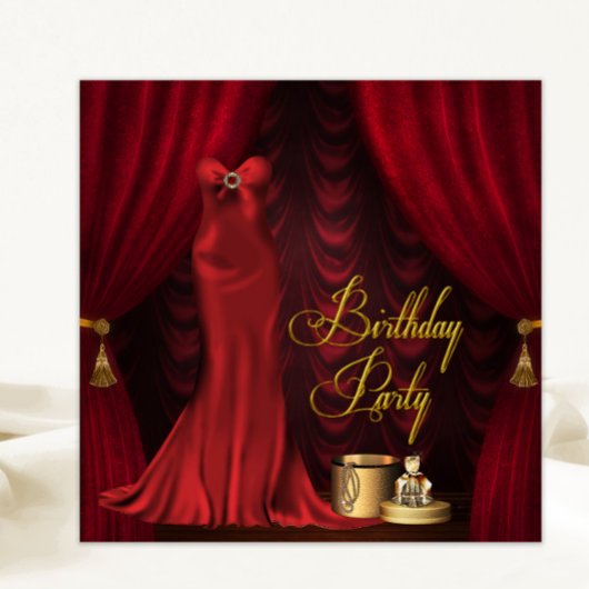 Vrouwen Ruby Red Gold Verjaardagsfeestje Kaart