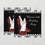 Vrouwen Ruby Red verjaardagsfeestje Kaart (Voorkant / Achterkant)